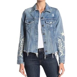 All Saints Philly Embroidered Denim Jacket